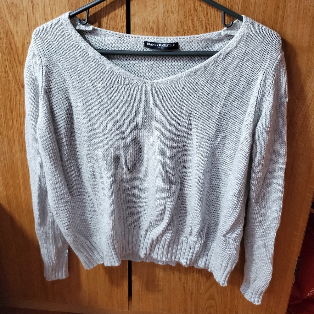 Gray v neck sweater made in Italy small